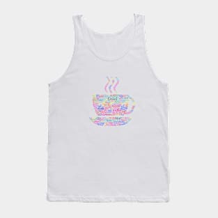 Coffee Hot Cup Silhouette Shape Text Word Cloud Tank Top